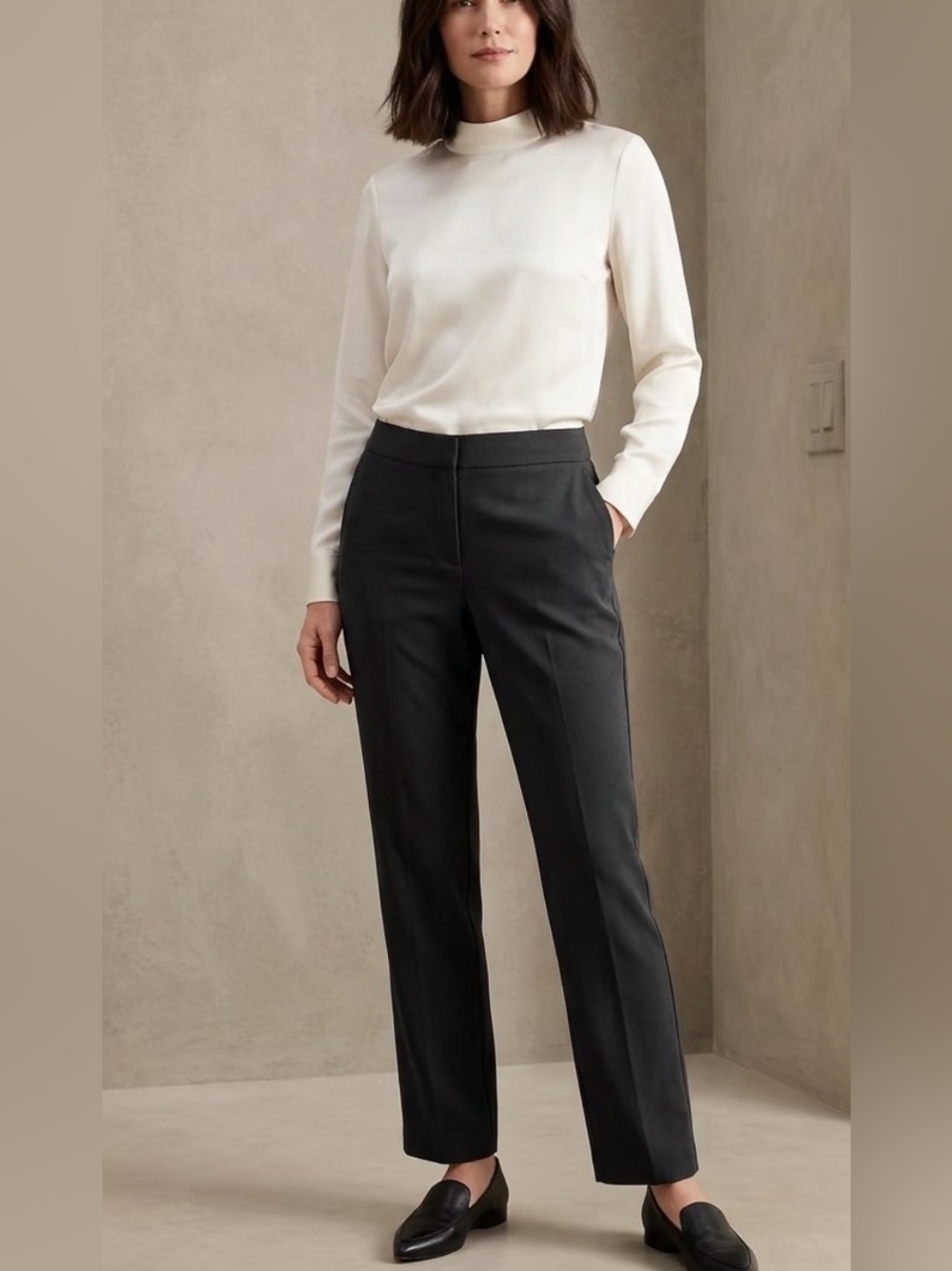 Eileen Fisher Polished Straight Leg Minimalist Tailored Gray Trousers Size S
